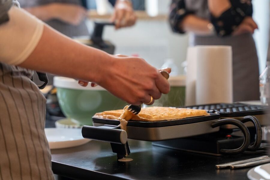 Bruges: Belgian Waffle-Making Workshop with Beer Tasting - Building Your Waffle With the Topping Table